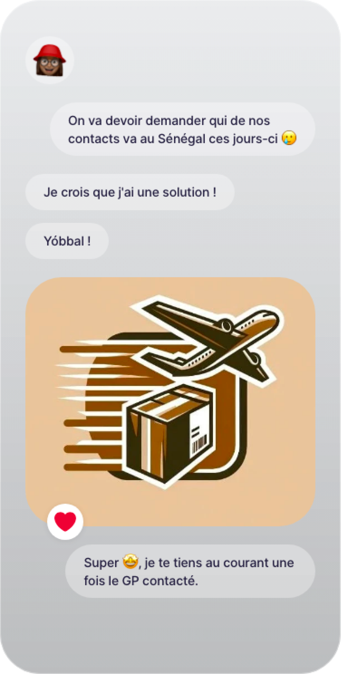 Discussion entre deux personnes pour un envoi de colis